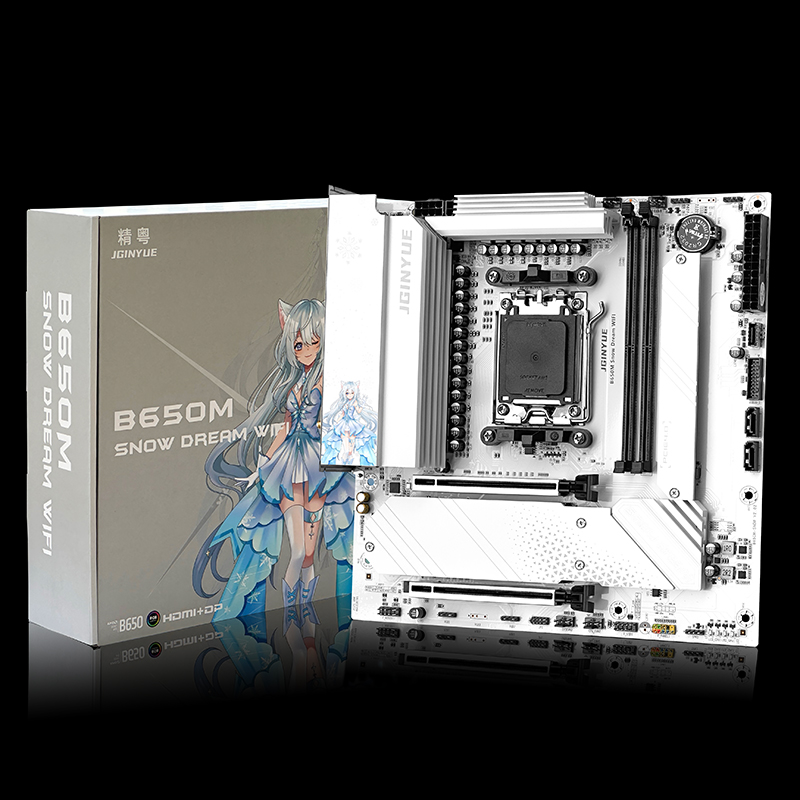 JGINYUE B650M Snow Dream WiFi  - Ddr5 Rgb Ram ulasan dan harga